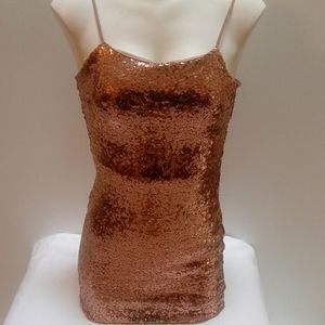 Mind Code Rose gold sequin mini dress